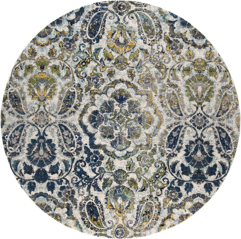 media image for Omari Ivory and Teal Rug by BD Fine Flatshot Image 1 244