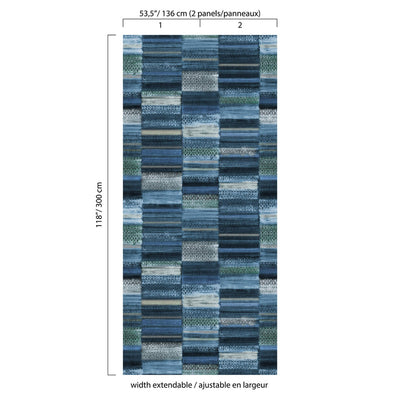 product image for Block Tiles Textured Wall Mural in Blue/Green 68