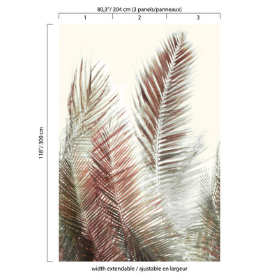 product image for Palm Leaves Whimsical Wall Mural in Pink/Brown/Green 96