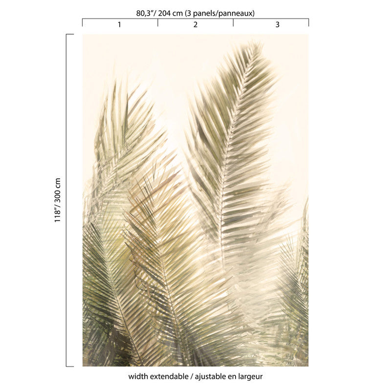 media image for Palm Leaves Whimsical Wall Mural in Olive Green/Cream 290