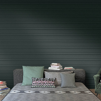 product image for Chevron Small Alternating Wallpaper in Black/Silver 46