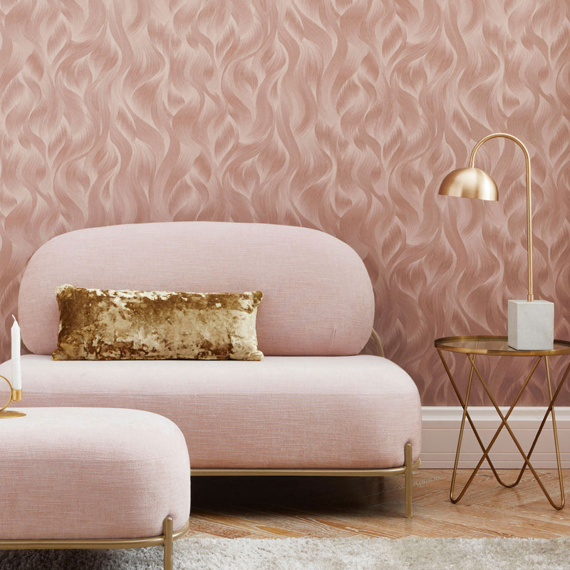 media image for Wave Pattern Wallpaper in Blush from the ELLE Decoration Collection by Galerie Wallcoverings 289