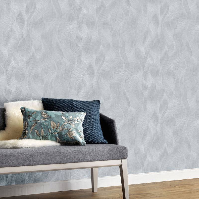 media image for Wave Pattern Wallpaper in Silver from the ELLE Decoration Collection by Galerie Wallcoverings 258