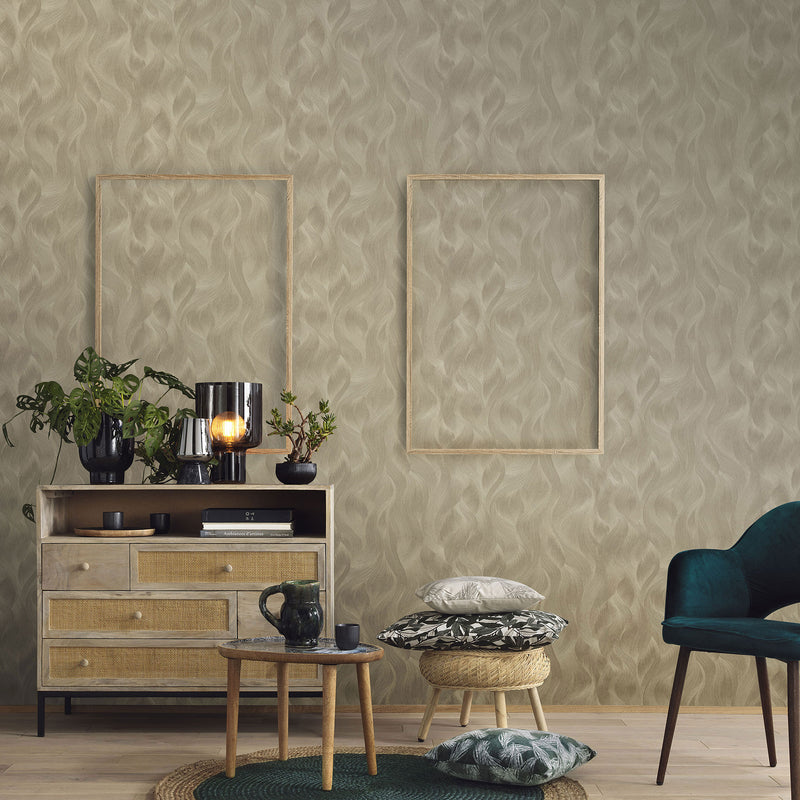 media image for Wave Pattern Wallpaper in Gold from the ELLE Decoration Collection by Galerie Wallcoverings 267