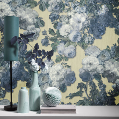 product image for Floral Baroque Wallpaper in Teal/Light Gold from the ELLE Decoration Collection by Galerie Wallcoverings 96