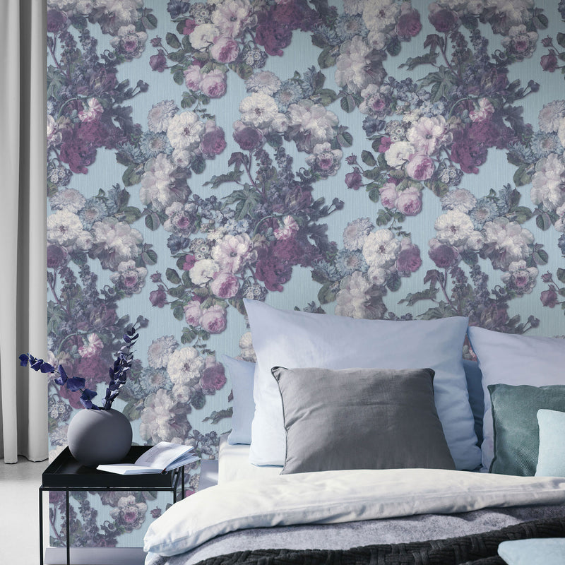 media image for Floral Baroque Wallpaper in Teal/Pink/Green from the ELLE Decoration Collection by Galerie Wallcoverings 293