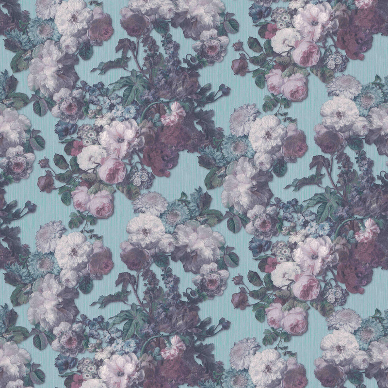 media image for Floral Baroque Wallpaper in Teal/Pink/Green from the ELLE Decoration Collection by Galerie Wallcoverings 229