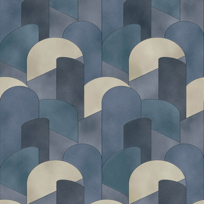 product image of 3D Geometric Graphic Wallpaper in Blue/Teal/Beige from the ELLE Decoration Collection by Galerie Wallcoverings 515