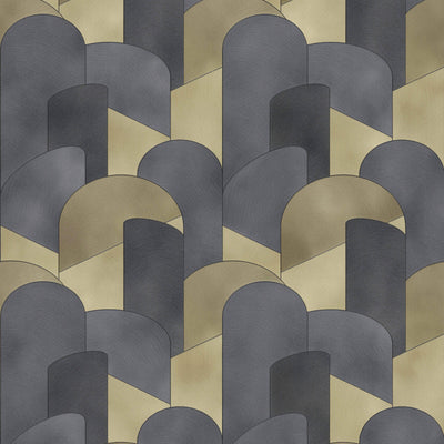 product image of 3D Geometric Graphic Wallpaper in Gold/Black from the ELLE Decoration Collection by Galerie Wallcoverings 595
