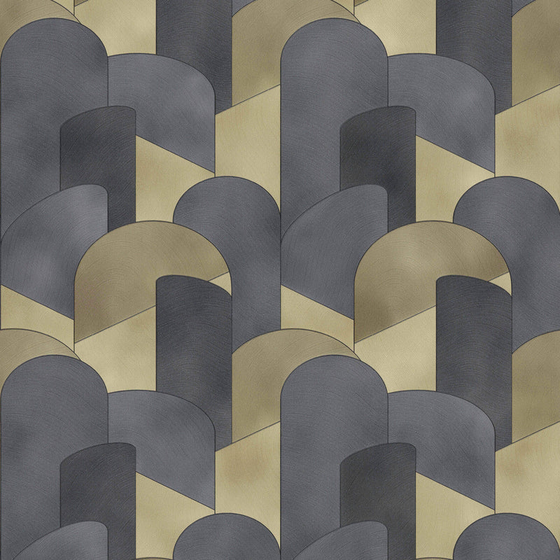 media image for 3D Geometric Graphic Wallpaper in Gold/Black from the ELLE Decoration Collection by Galerie Wallcoverings 275