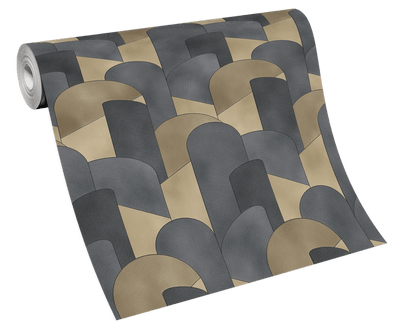 product image for 3D Geometric Graphic Wallpaper in Gold/Black from the ELLE Decoration Collection by Galerie Wallcoverings 64