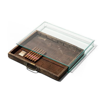 product image for glass display case with vintage drawer 1 48