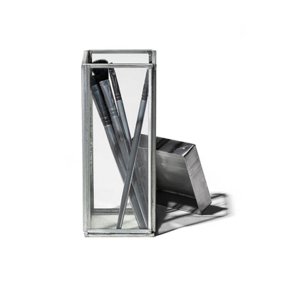 product image for glass box w recycle steel lid pen stand 1 3