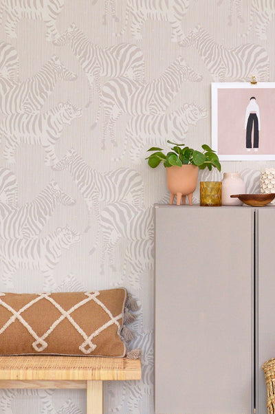 product image for Safari Stripes Warm Grey Wallpaper by Majvillan 16