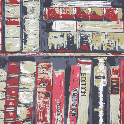 product image of Books Antique Wallpaper in Black/Burgundy/Red 526