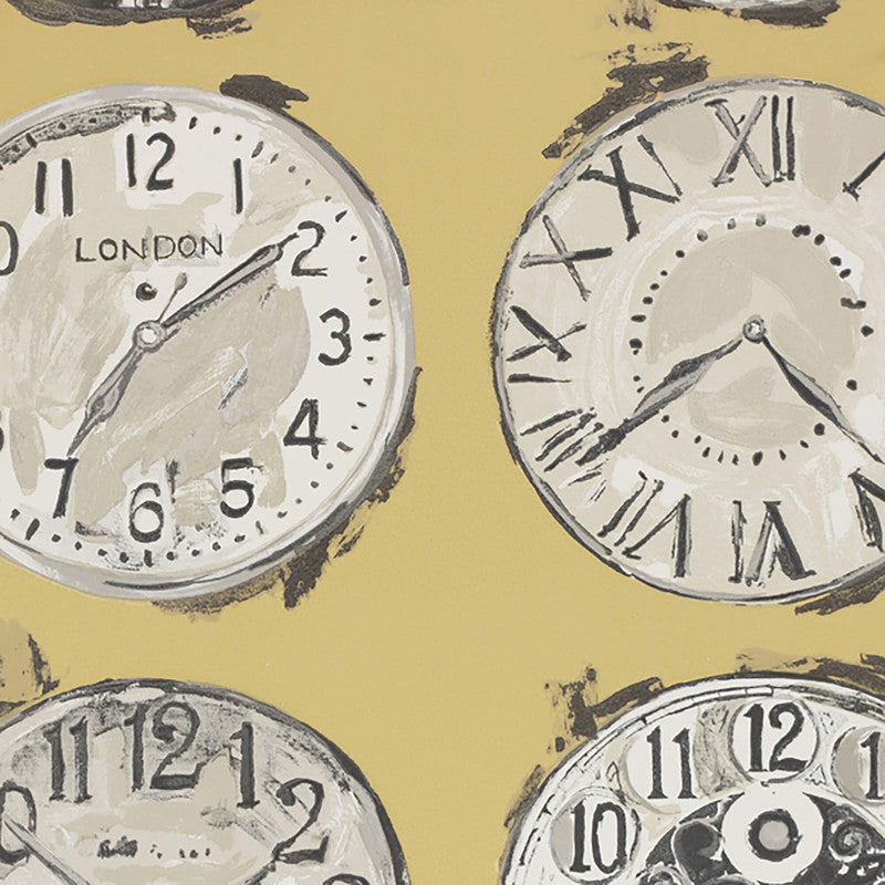 media image for Clocks Antique Wallpaper in Black/Green/Grey 230