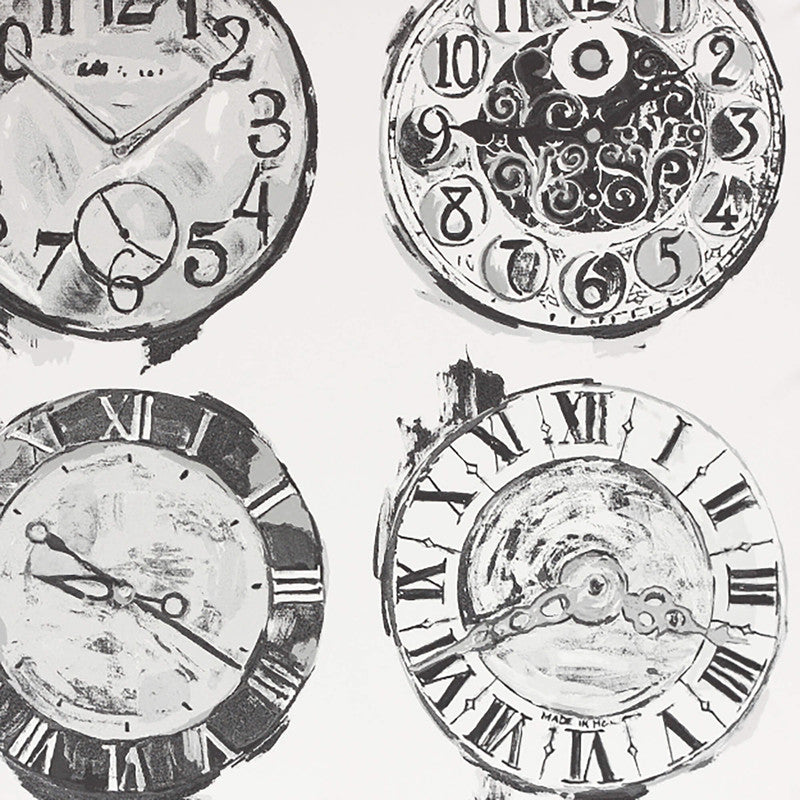 media image for Clocks Antique Wallpaper in Black/Grey/Silver/Off-White 248