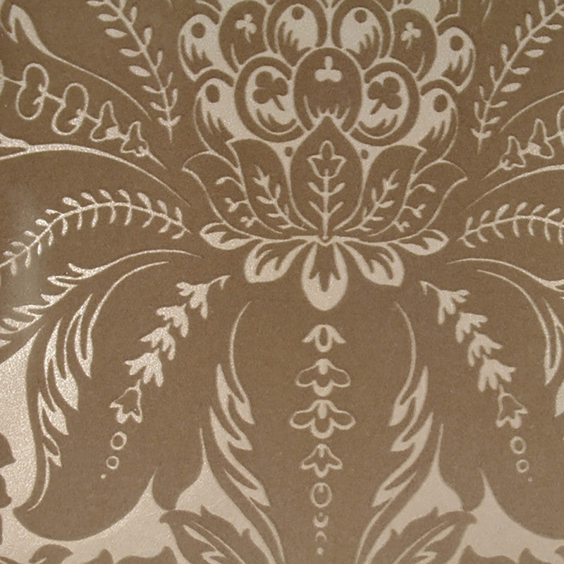 media image for Damask Flocked Wallpaper in Mocha 215