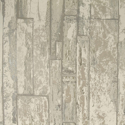 product image of Faux Wood Plank Wallpaper in Ivory/Beige/Grey 562