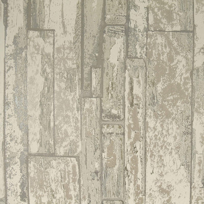 product image for Faux Wood Plank Wallpaper in Ivory/Beige/Grey 49