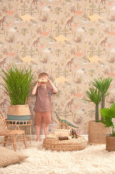 product image for Dinosaur Vibes Wallpaper in Sandy Beige 16