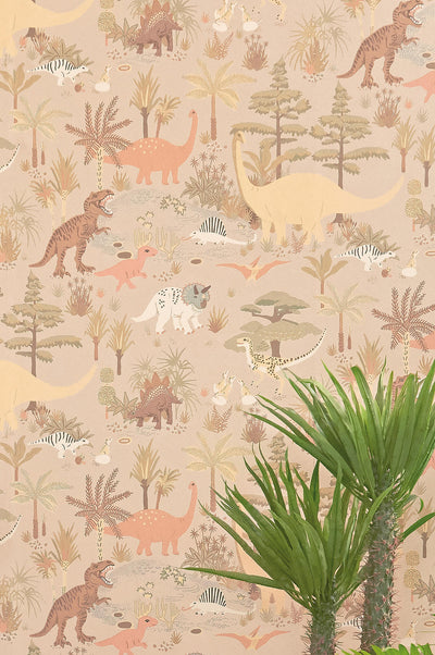 product image for Dinosaur Vibes Wallpaper in Sandy Beige 95