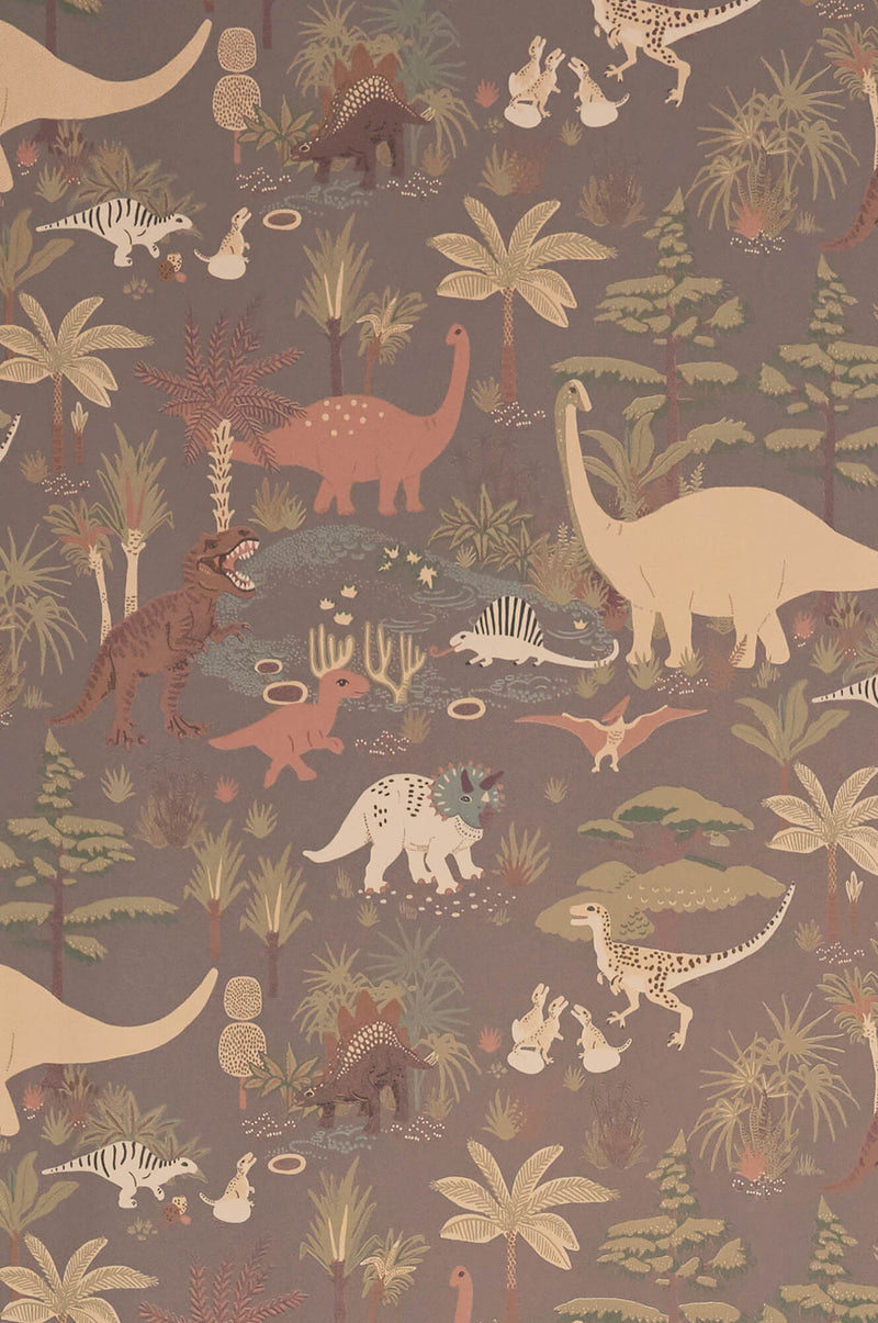 media image for Dinosaur Vibes Wallpaper in Evening Grey 224