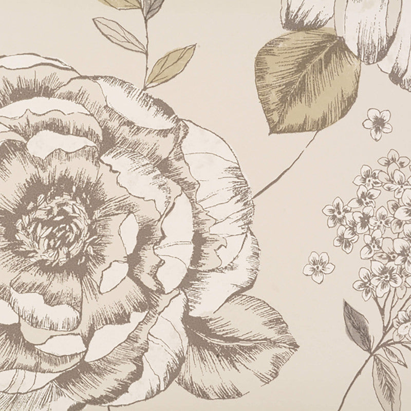 media image for Botanical Floral Bold Wallpaper in Taupe/Buttercream 20