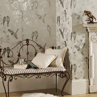 product image for Floral Vine Traditional Wallpaper in Ivory 99