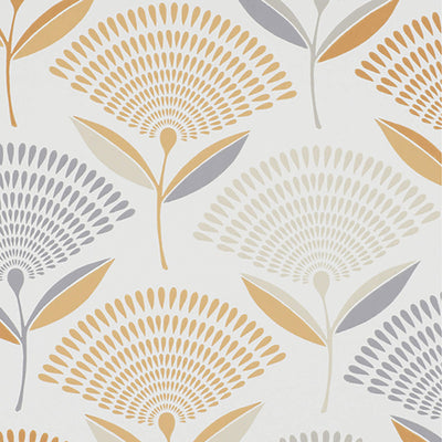 product image of Floral Large Contemporary Wallpaper in Grey/Beige/Orange 579