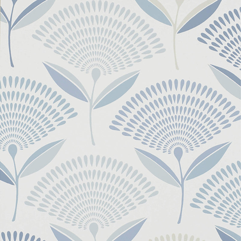 media image for Floral Large Contemporary Wallpaper in Blue 210