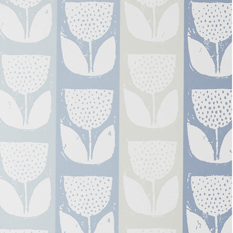 media image for Tulip Stamped Spotted Wallpaper in Blue 222