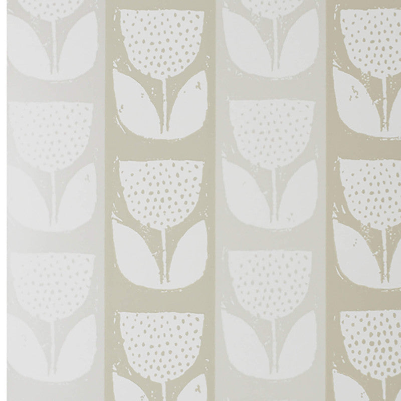 media image for Tulip Stamped Spotted Wallpaper in Beige/Silver 254