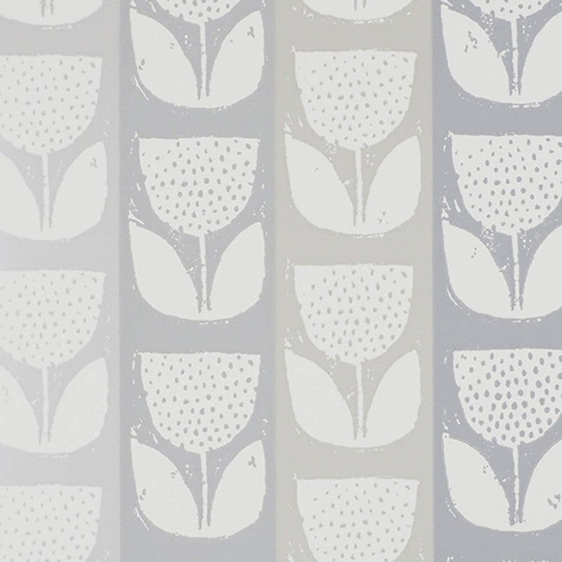 media image for Tulip Stamped Spotted Wallpaper in Grey/Silver 218