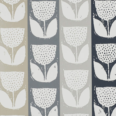 product image of Tulip Stamped Spotted Wallpaper in Black/Grey/Silver 56