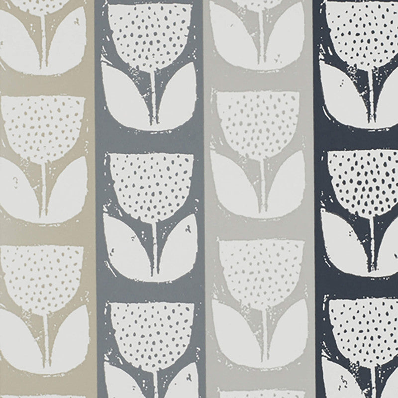 media image for Tulip Stamped Spotted Wallpaper in Black/Grey/Silver 283