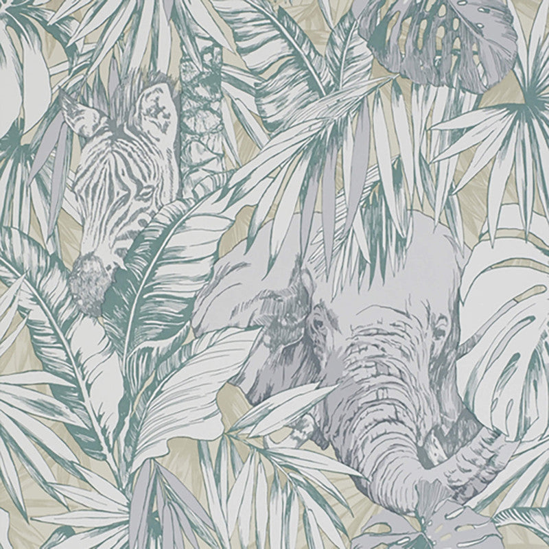 media image for Jungle Abstract Wallpaper in Emerald/Sage 224