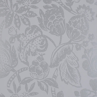 product image of Tropical Floral Large Textured Wallpaper in Silver/Grey 563