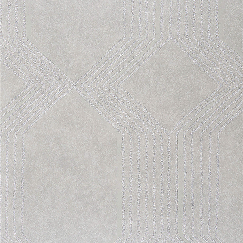 media image for Geometric Ogee Beaded Wallpaper in Silver 296