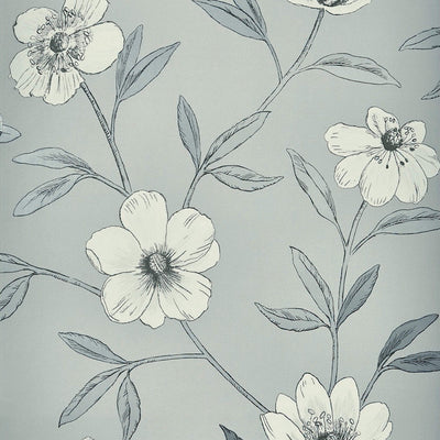 product image of Floral Large Scale Wallpaper in Grey 535