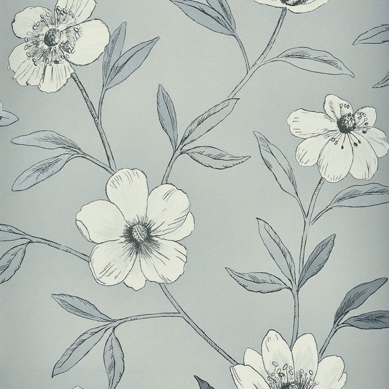 media image for Floral Large Scale Wallpaper in Grey 291