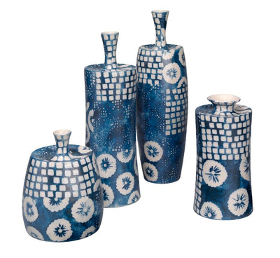 product image for Block Print Vases - Set of 4 by Jamie Young 5