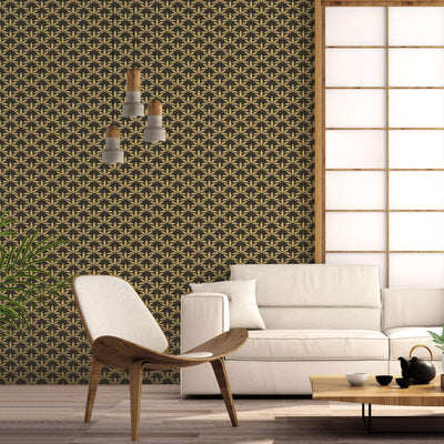 product image for Leaf Motif Black/Gold Wallpaper from the Into the Wild Collection by Galerie Wallcoverings 2