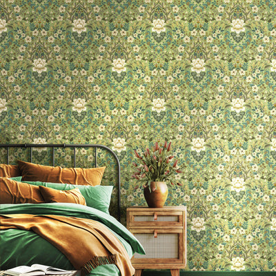 product image for Floral Damask Green Wallpaper from the Into the Wild Collection by Galerie Wallcoverings 56