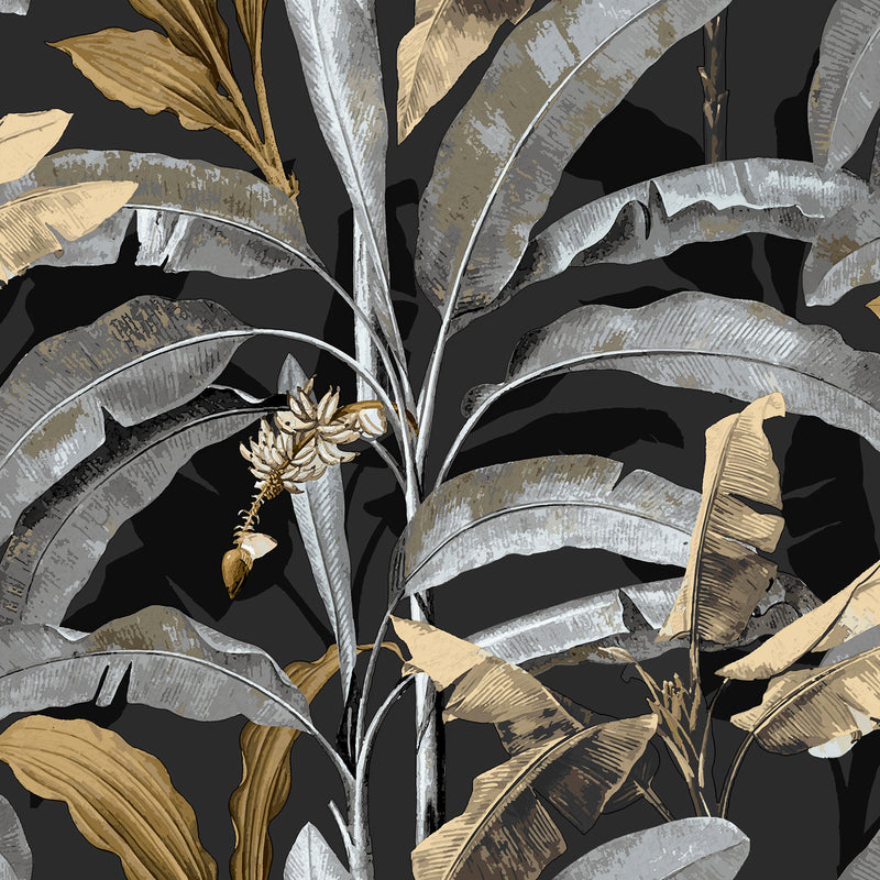 media image for Banana Tree Black Wallpaper from the Into the Wild Collection by Galerie Wallcoverings 297