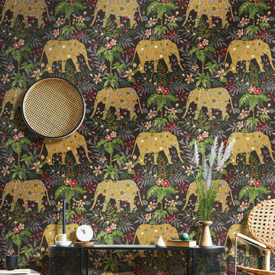 product image for Elephant Black Wallpaper from the Into the Wild Collection by Galerie Wallcoverings 70