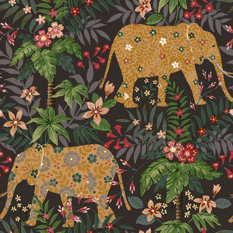 media image for Elephant Black Wallpaper from the Into the Wild Collection by Galerie Wallcoverings 229