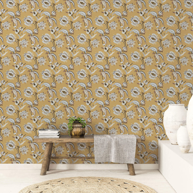 media image for Abstract Floral Yellow Wallpaper from the Into the Wild Collection by Galerie Wallcoverings 211