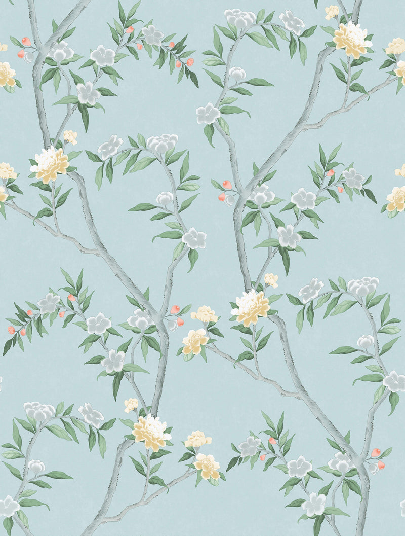 media image for Spring Blossom Chinoiserie Wallpaper in Turquoise 230