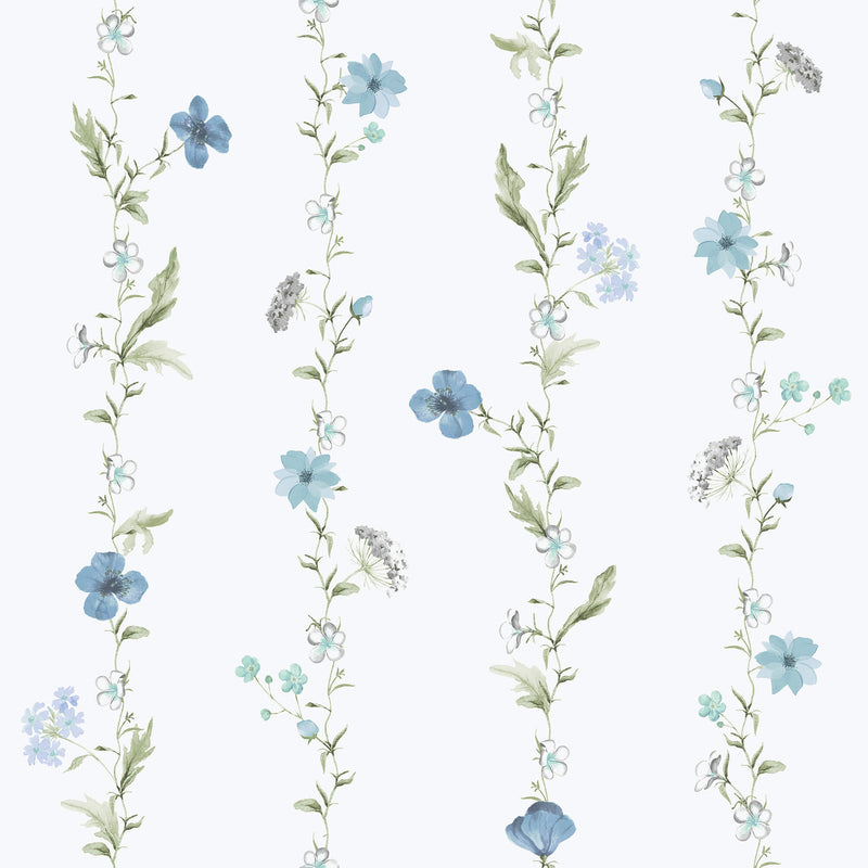 media image for Spring Blossom Vertical Garden Wallpaper in Blue 219